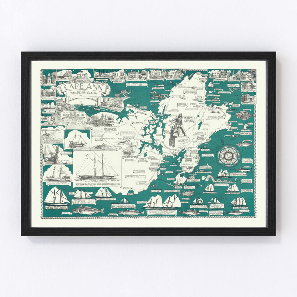 Cape Ann Vintage Map 1947