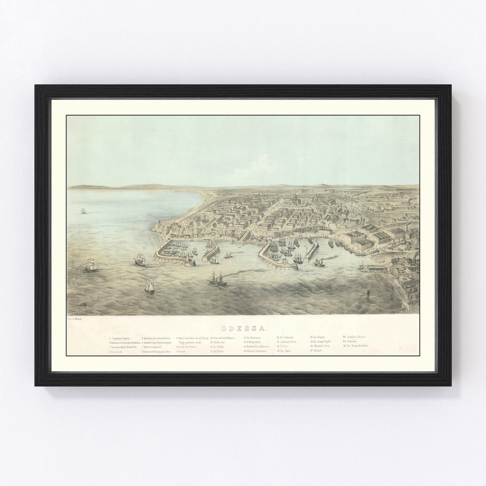 Odesa Vintage Map 1854