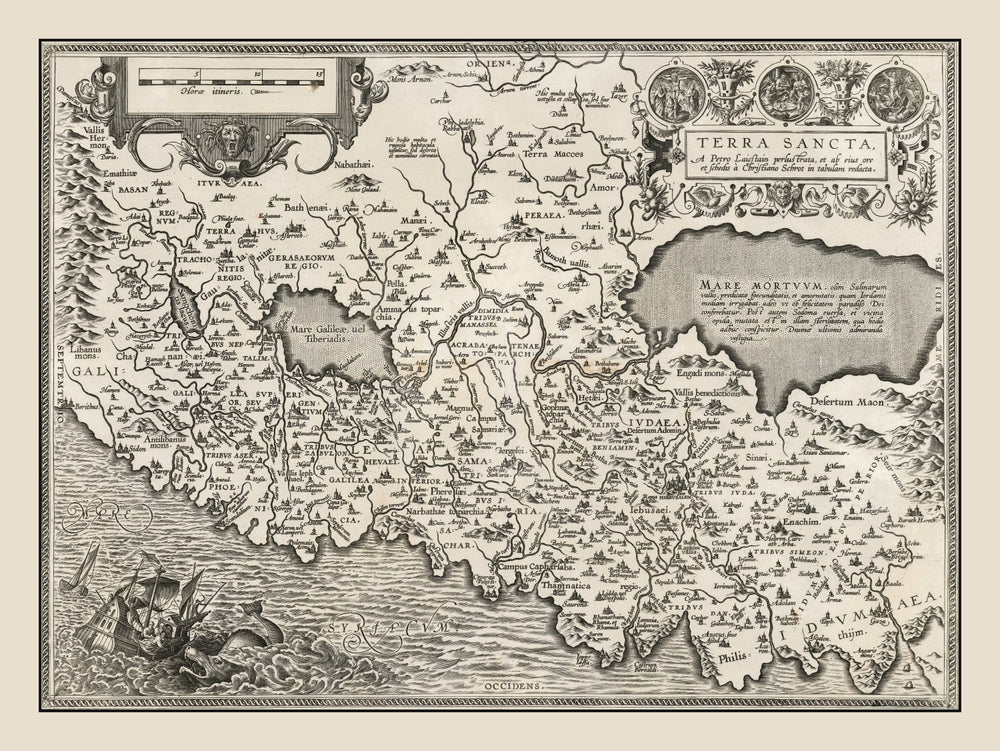 Vintage Israel / Palestine Map 1584 print style example
