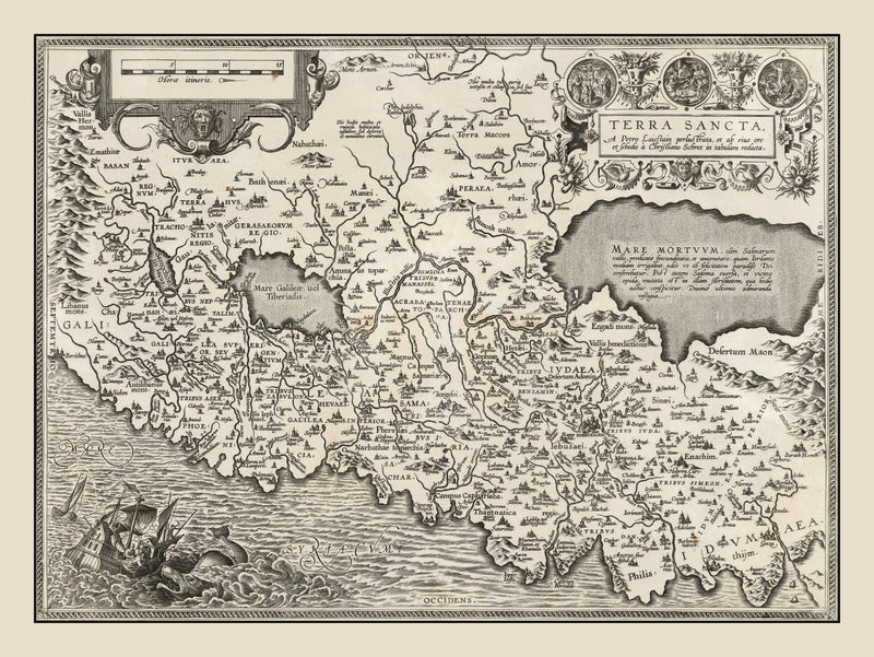 Size comparison using Vintage Israel / Palestine Map 1584