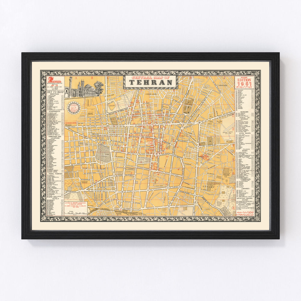 Tehran Vintage Map 1961
