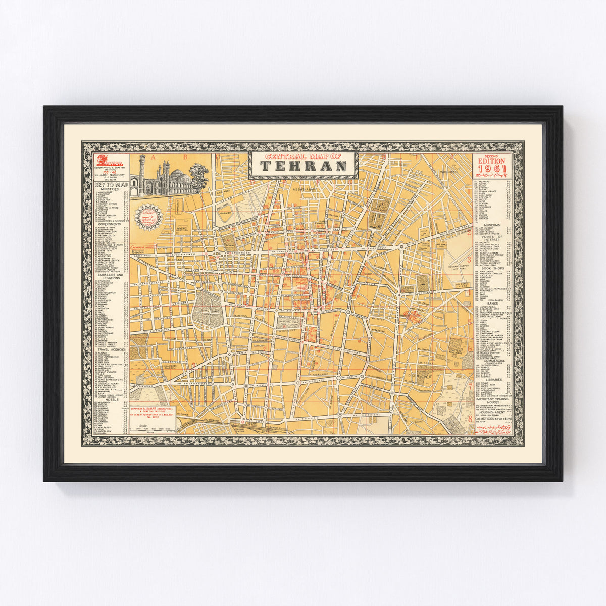 Tehran Vintage Map 1961