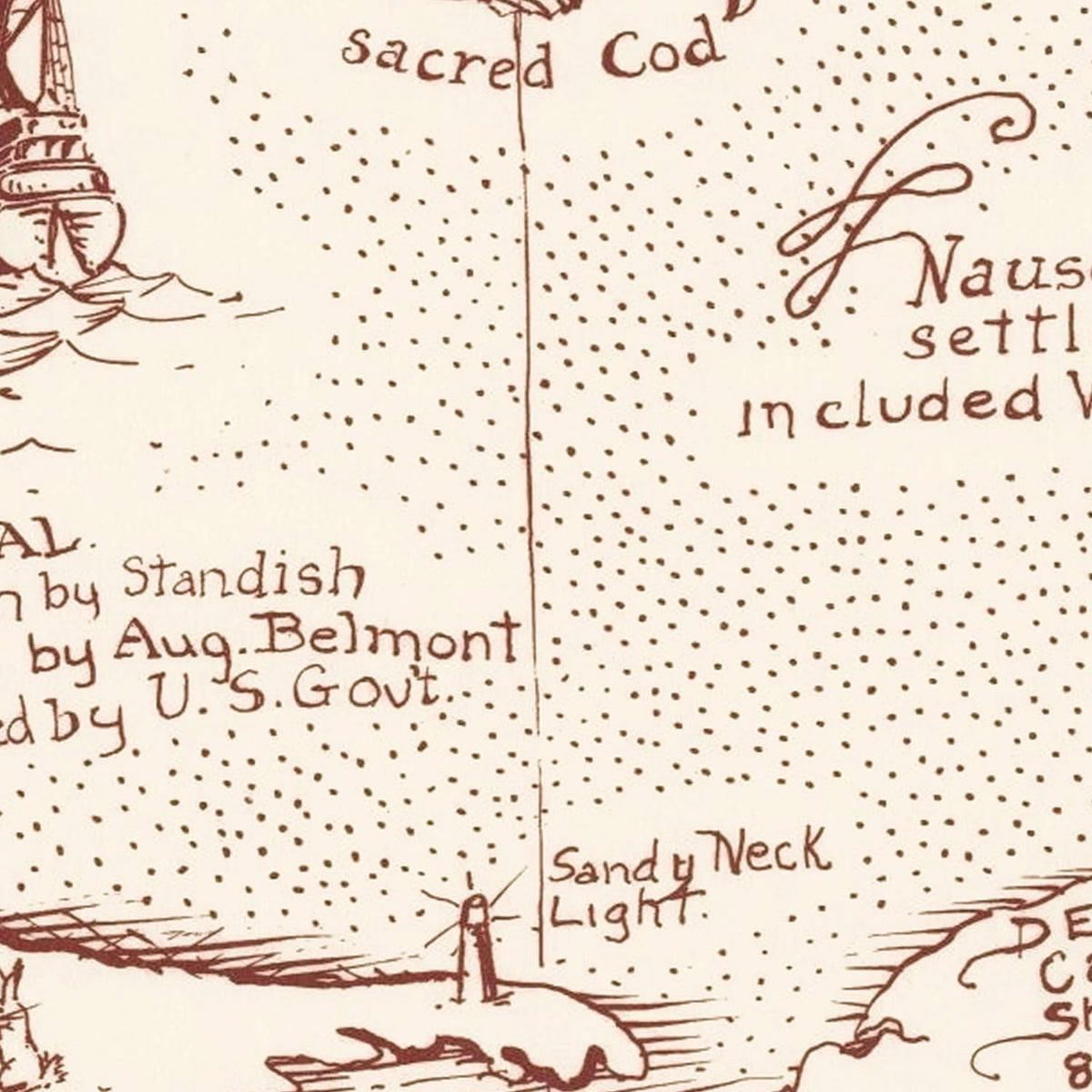 Restored historic details from the 1948 misc. attraction map of County, Massachusetts