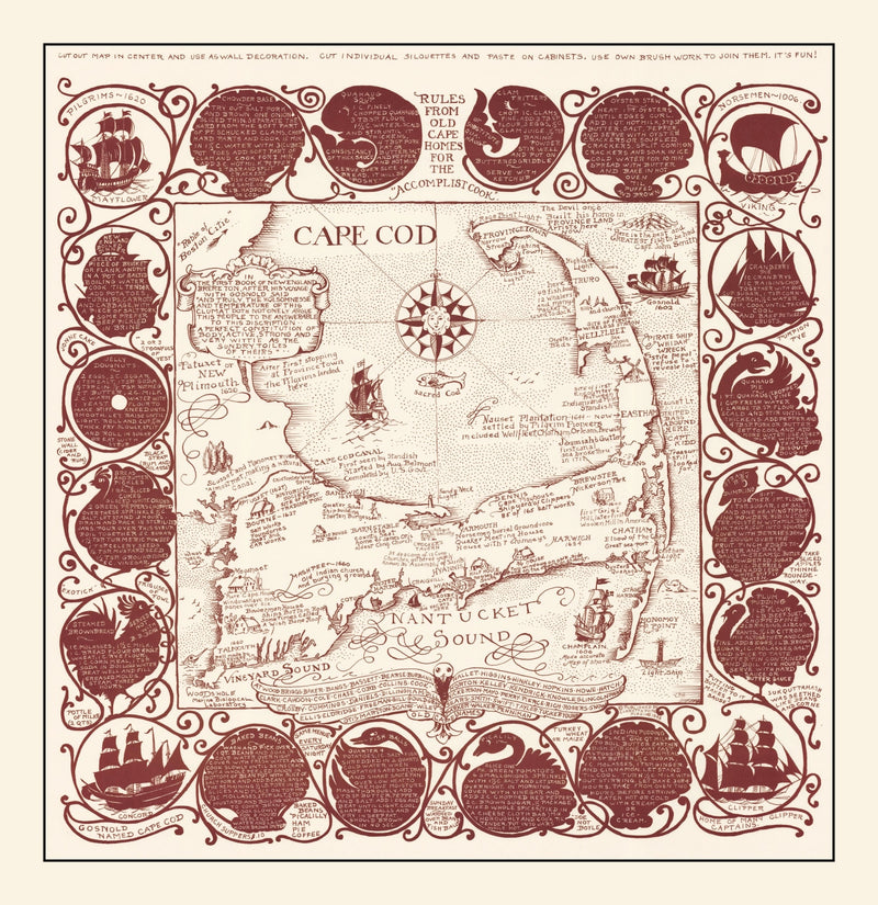 Size comparison using Vintage Pictorial Map of Cape Cod 1948