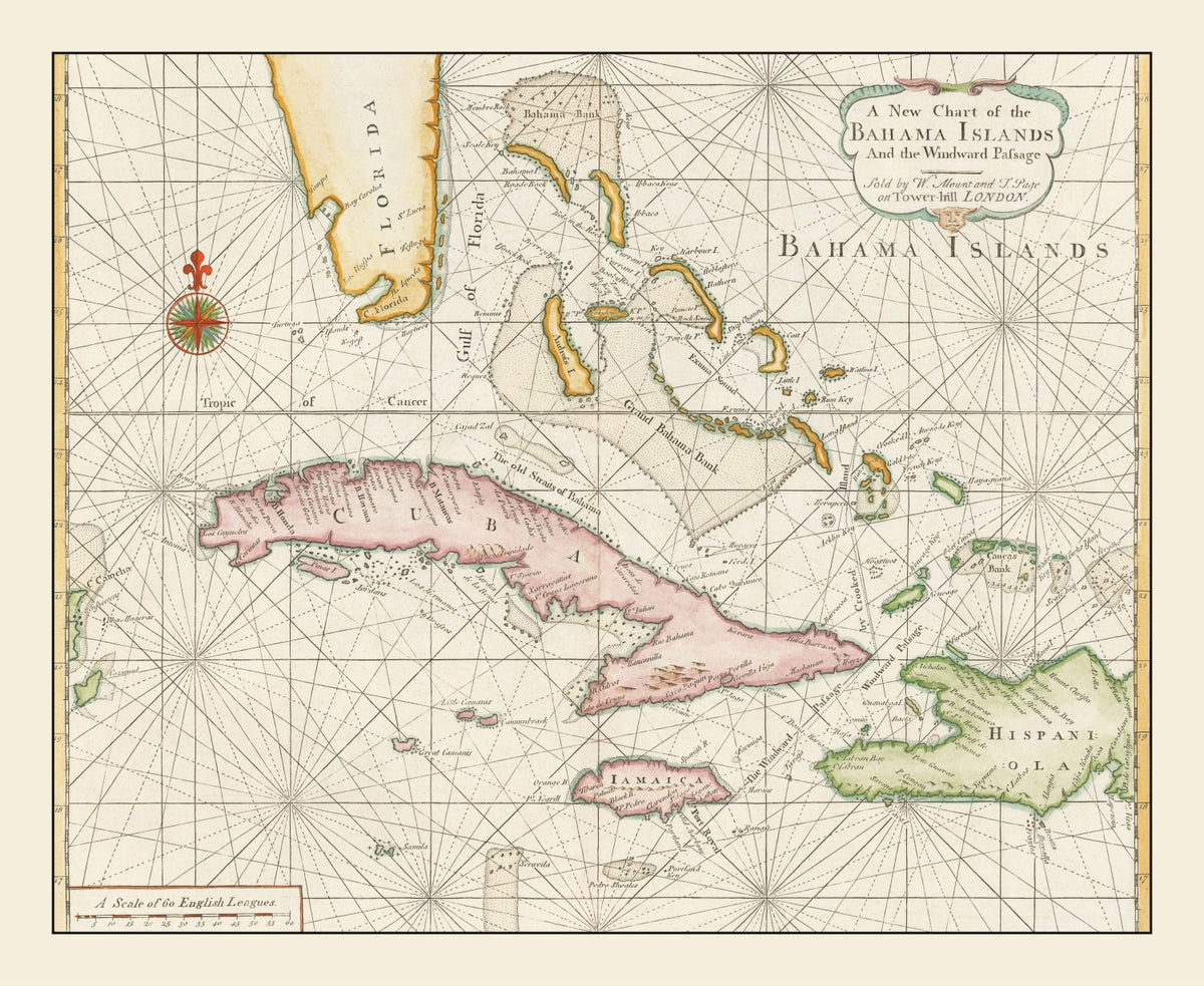 Preview of Vintage Bahamas Map 1737