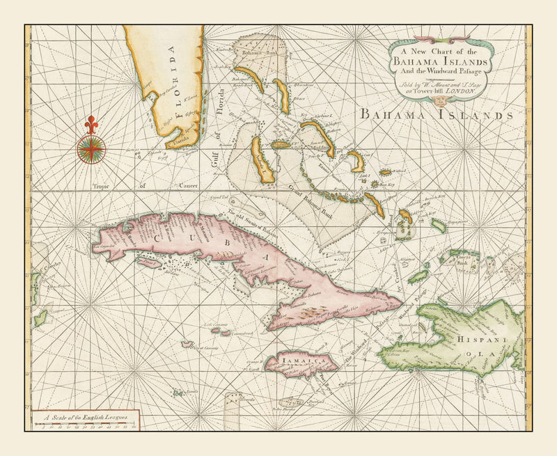 Size comparison using Vintage Bahamas Map 1737
