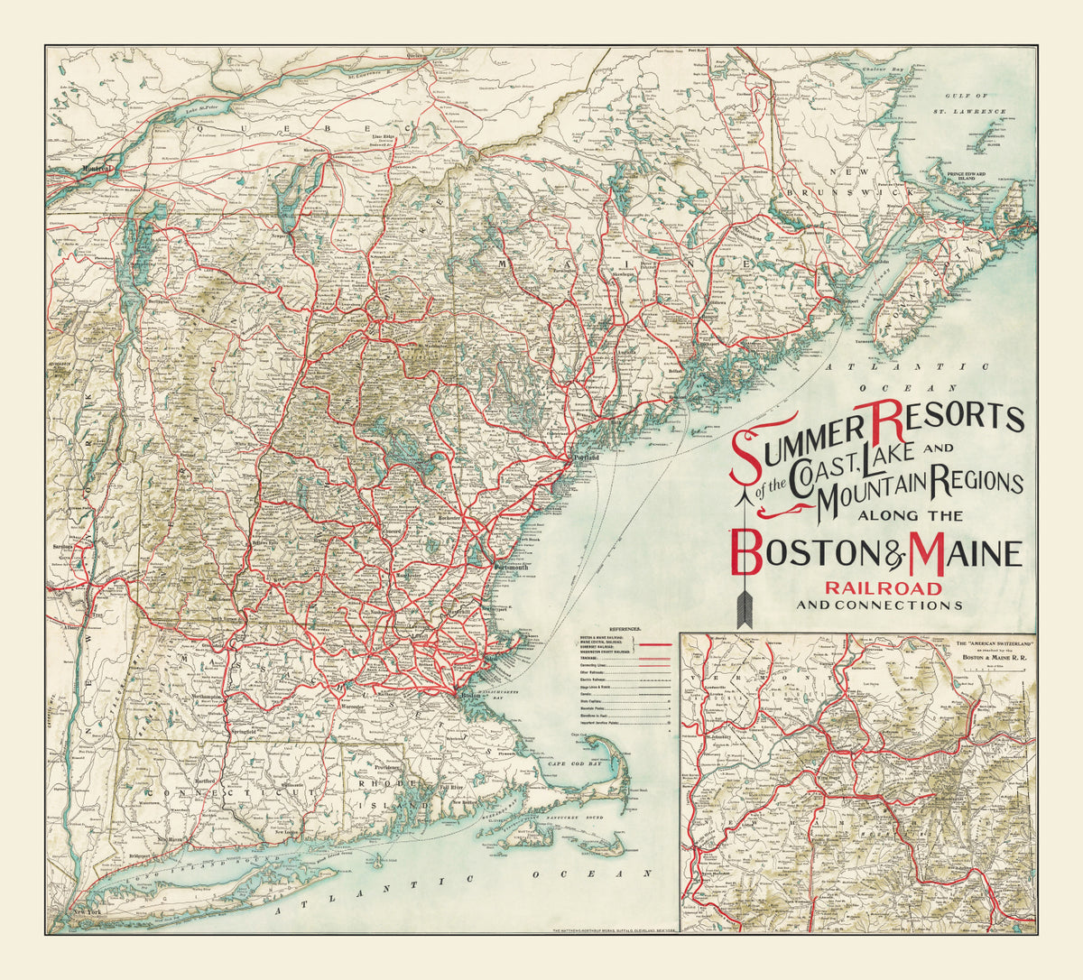 Preview of Vintage New England Summer Resorts Map 1910