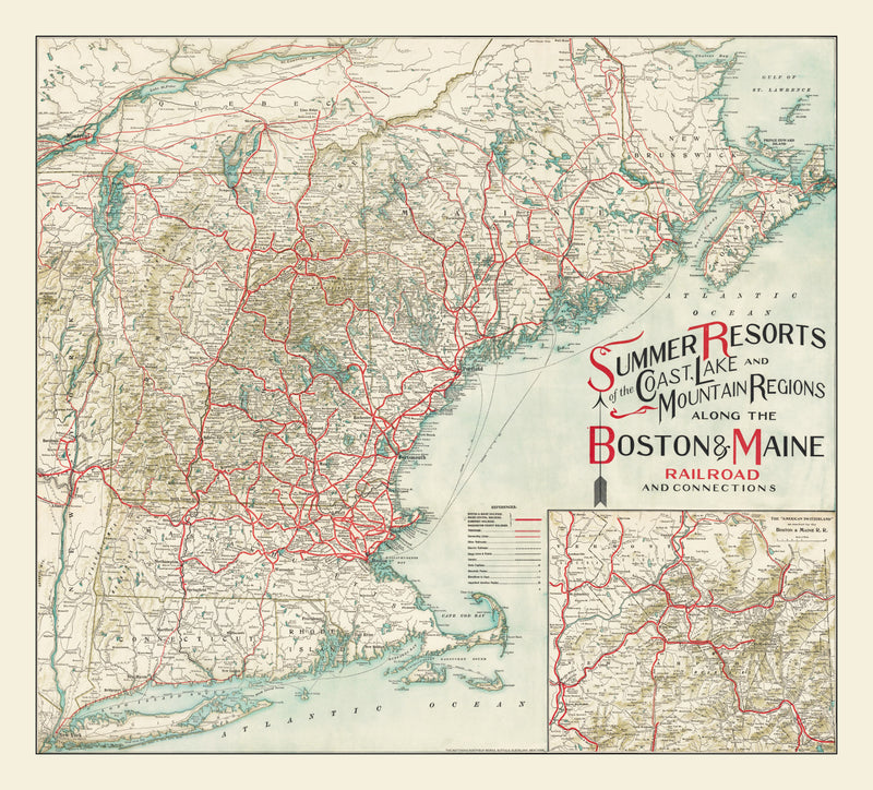 Size comparison using Vintage New England Summer Resorts Map 1910
