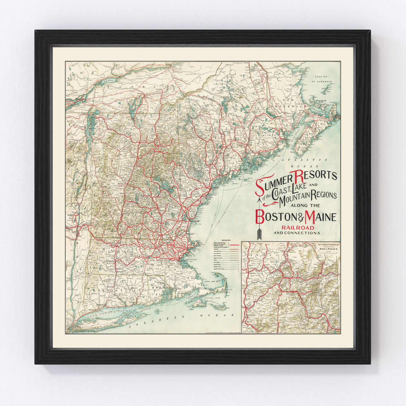 New England Vintage Map 1910