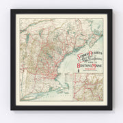 New England Vintage Map 1910