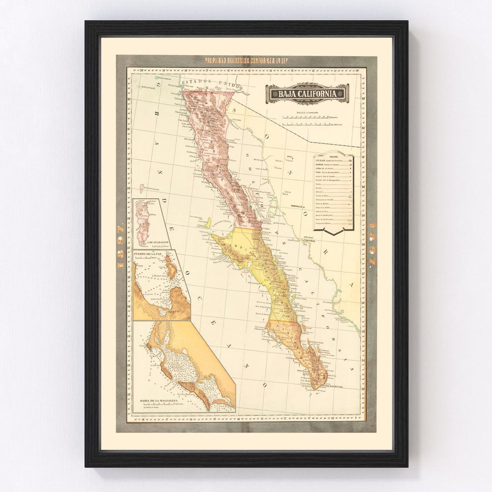 Baja California Vintage Map 1897