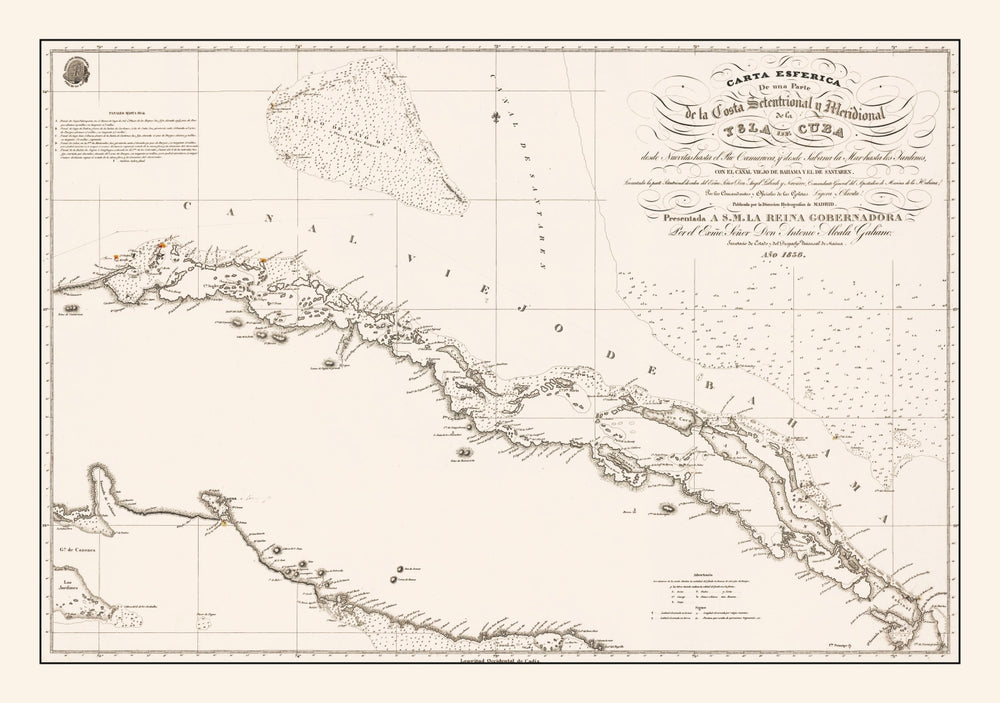 Vintage Map of Cuba 1836 print style example