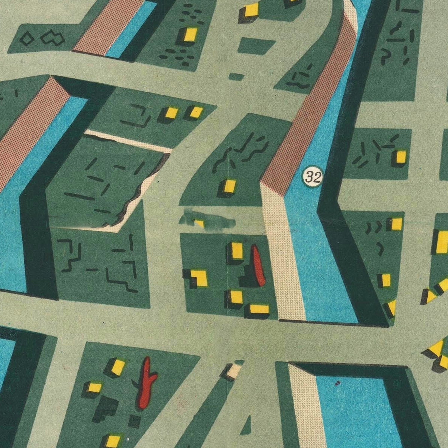 Restored historic details from the 1947 city map of Hiroshima
