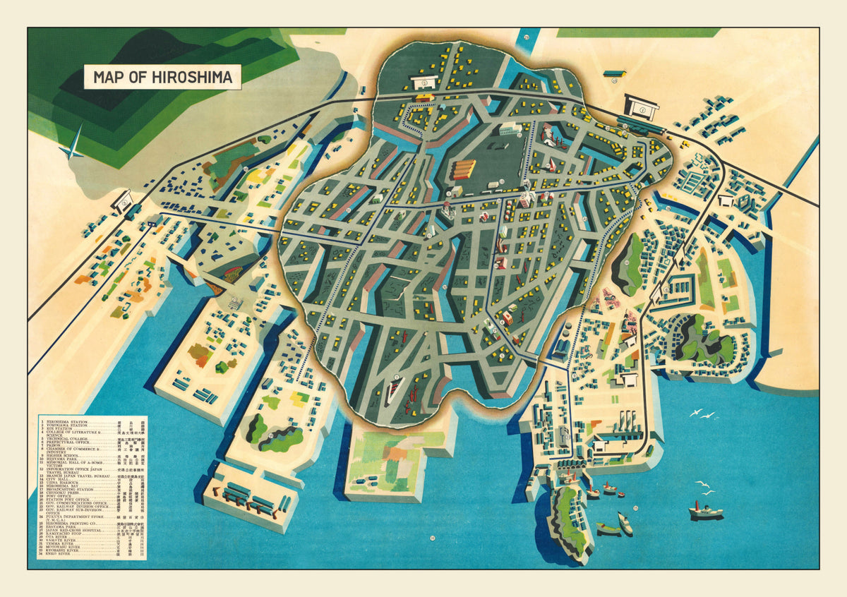 Preview of Vintage Map of Hiroshima, Japan 1947