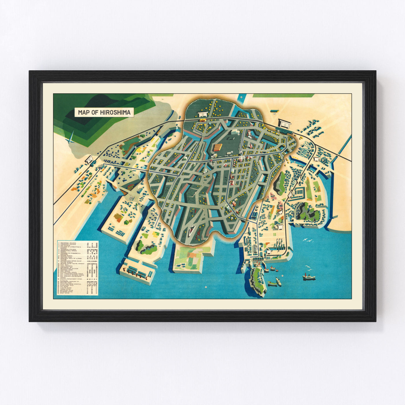 Hiroshima Vintage Map 1947