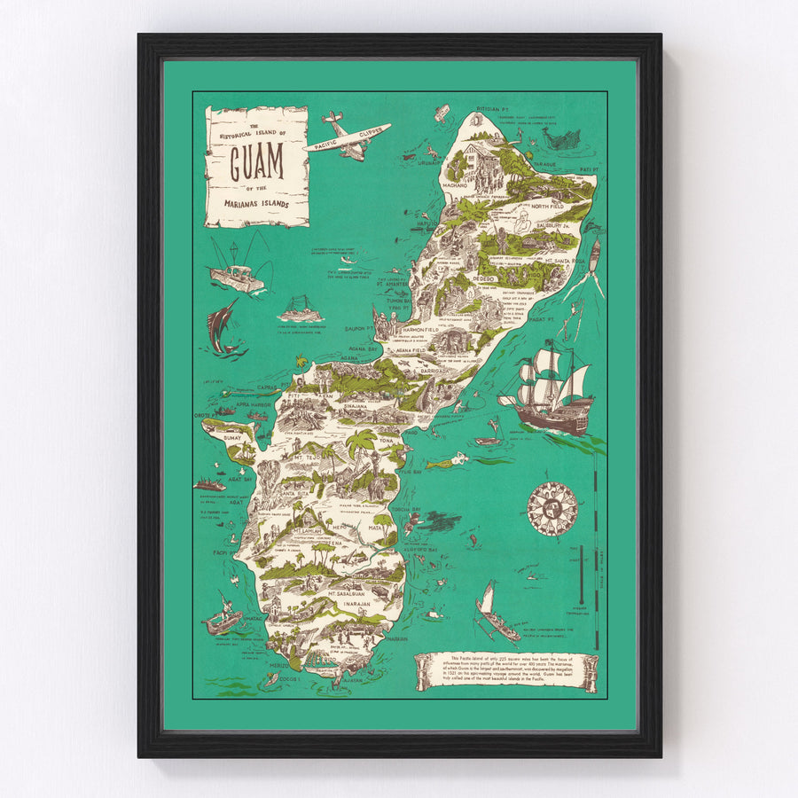 Guam Vintage Map 1958