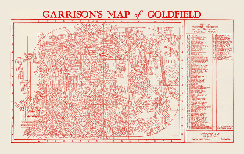 Size comparison using Vintage Goldfield, NV Mining Claims Map 1906