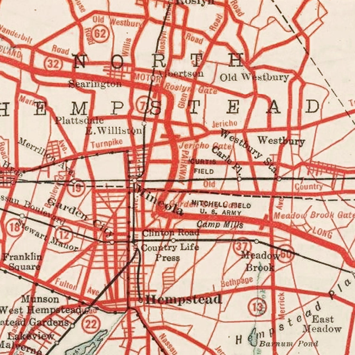 Restored historic details from the 1914 misc. attraction map of County, New York