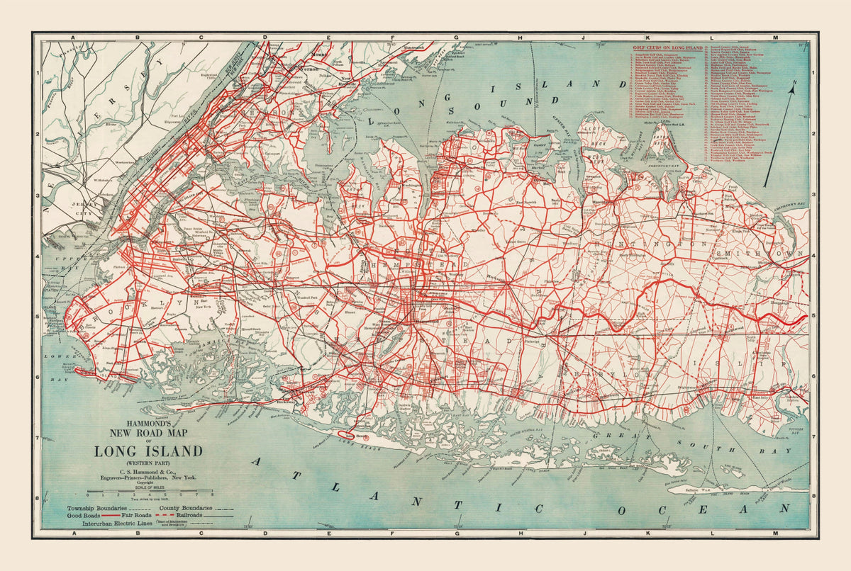 Preview of Vintage Long Island Road Map 1914
