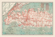 Vintage Long Island Road Map 1914