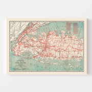 Vintage Long Island Road Map 1914