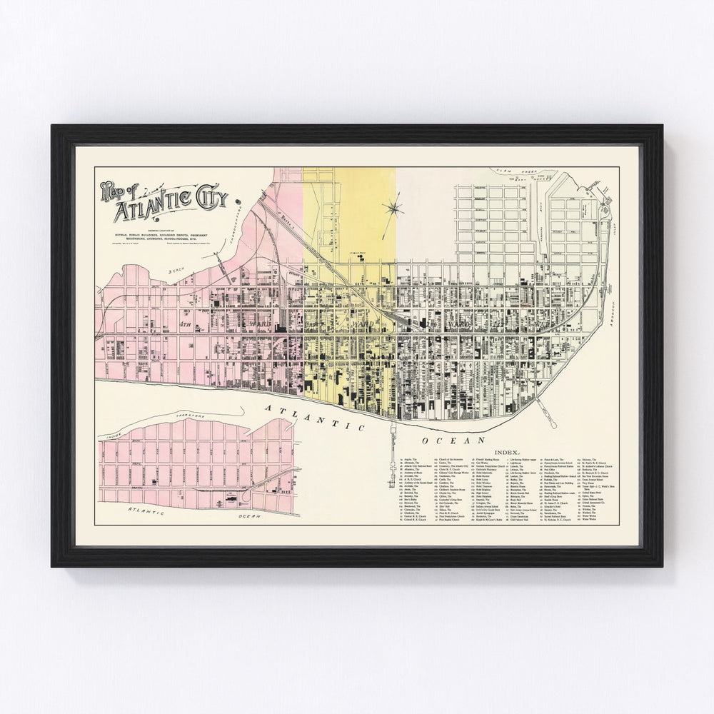 Atlantic City Vintage Map 1895