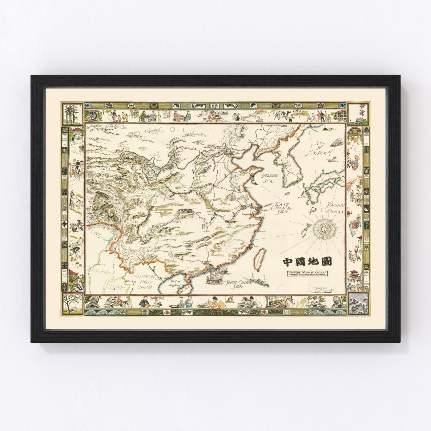 Pictorial China Vintage Map 1932