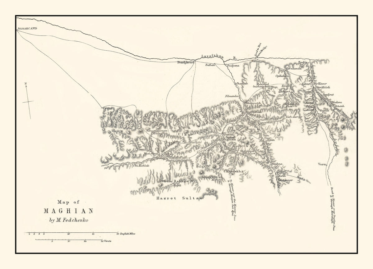 Preview of Vintage Western Tajikistan Map 1873