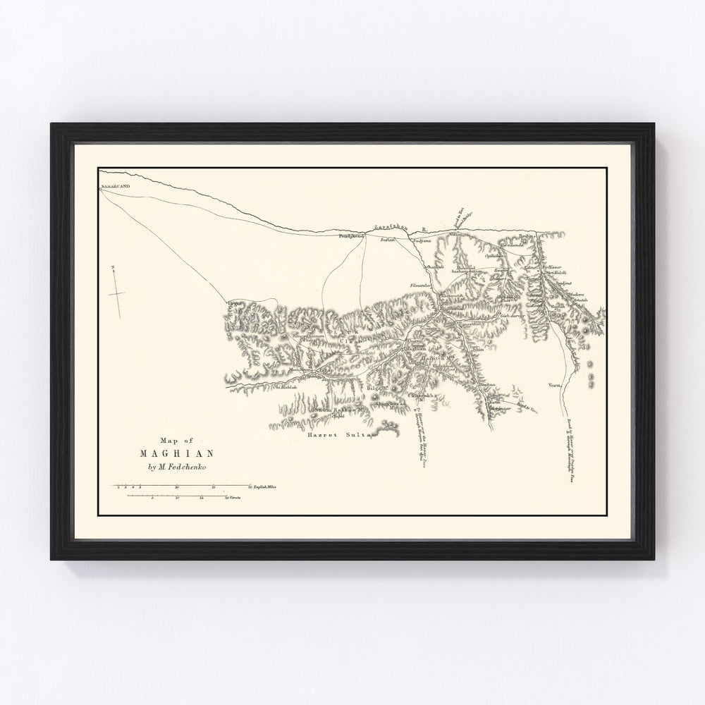 Western Tajikistan Vintage Map 1873