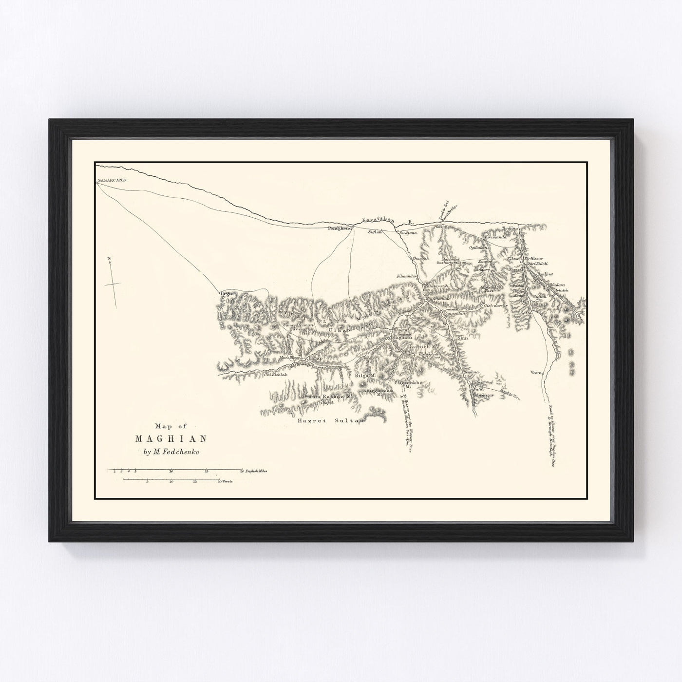 Western Tajikistan Vintage Map 1873