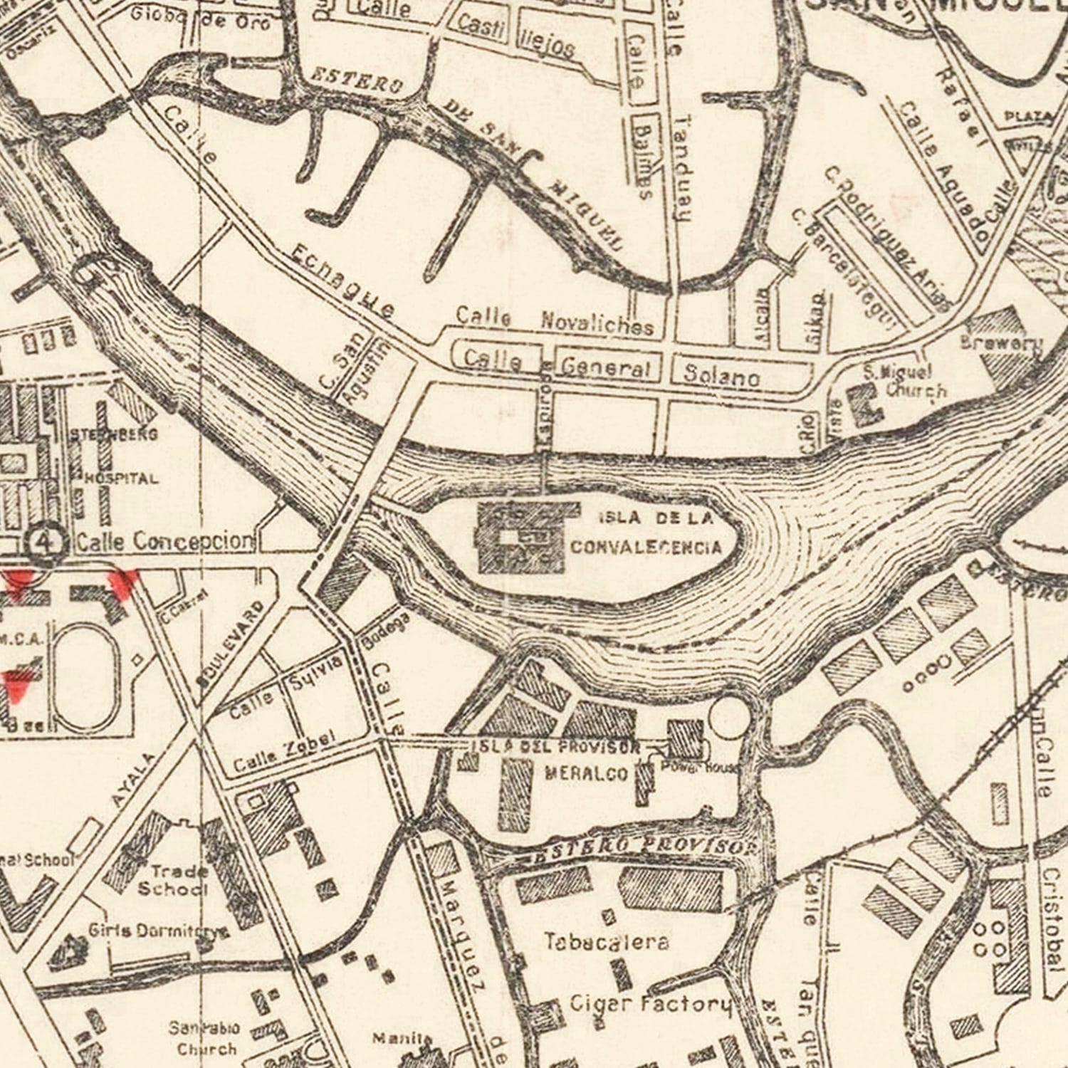 Restored historic details from the 1938 city map of Manila