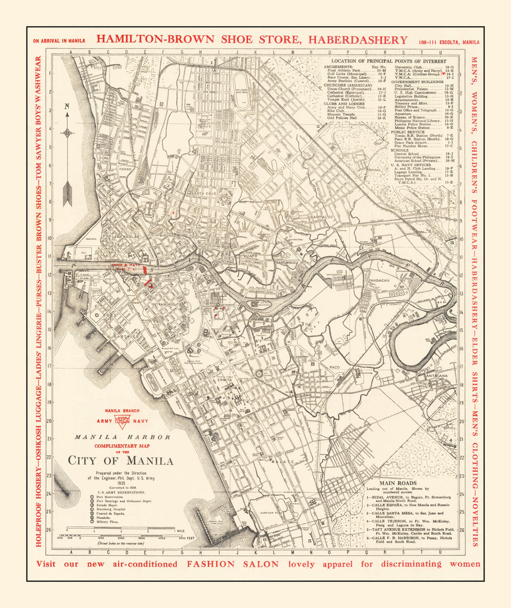 Vintage Map of Manila, Philippines 1938 print style example