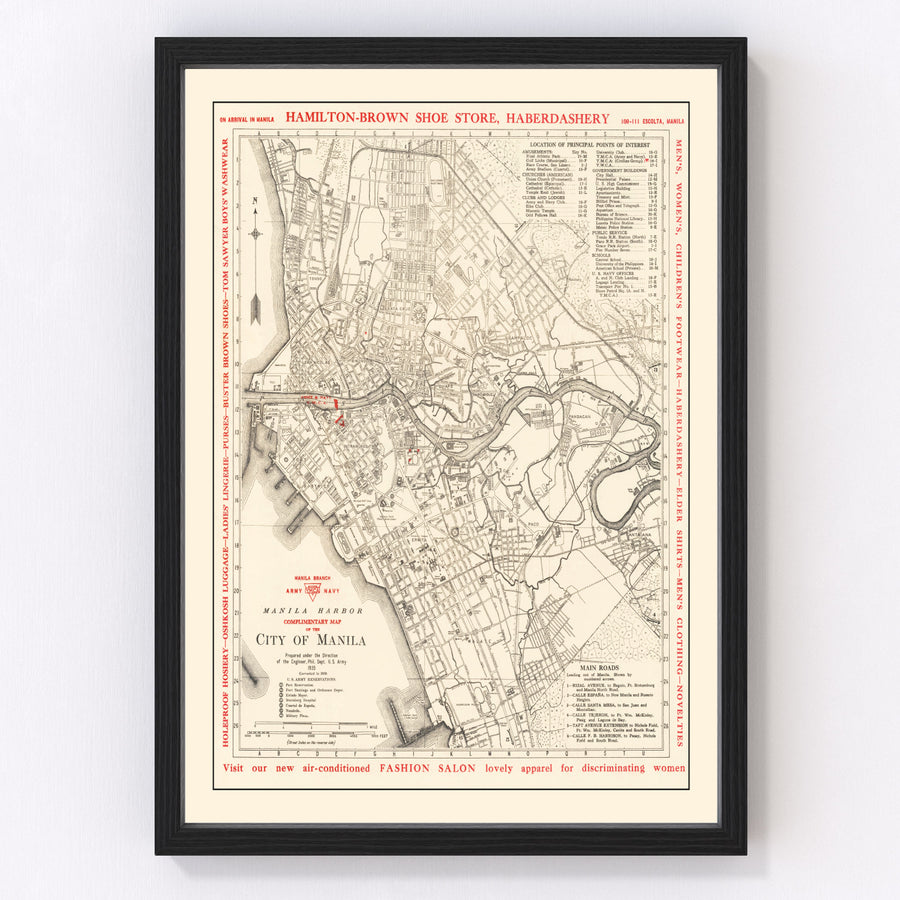 Vintage Map of Manila, Philippines 1938