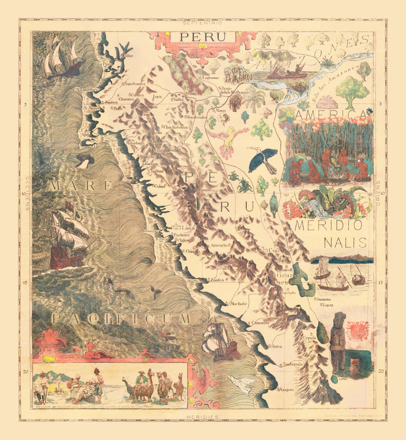 Size comparison using Vintage Pictorial Map of Peru 1597
