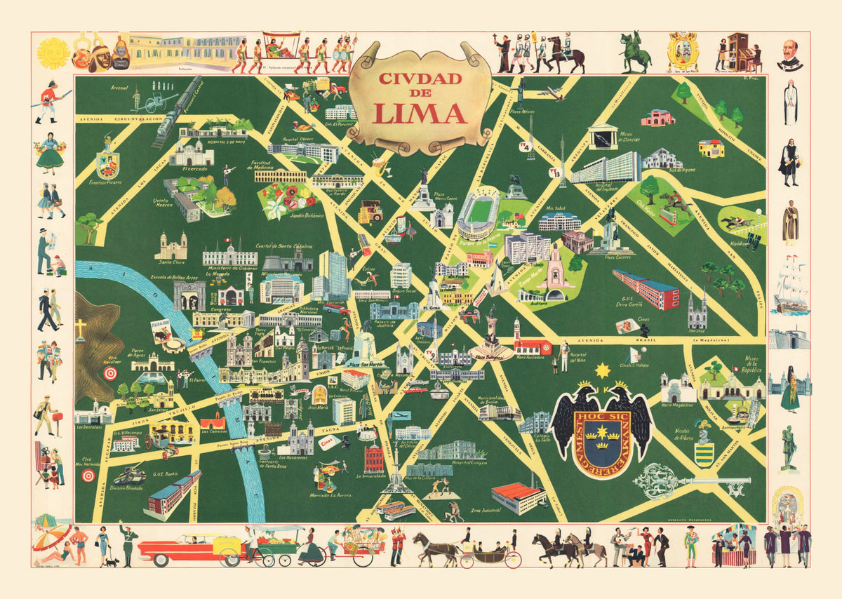 Preview of Vintage Map of Lima, Peru 1954