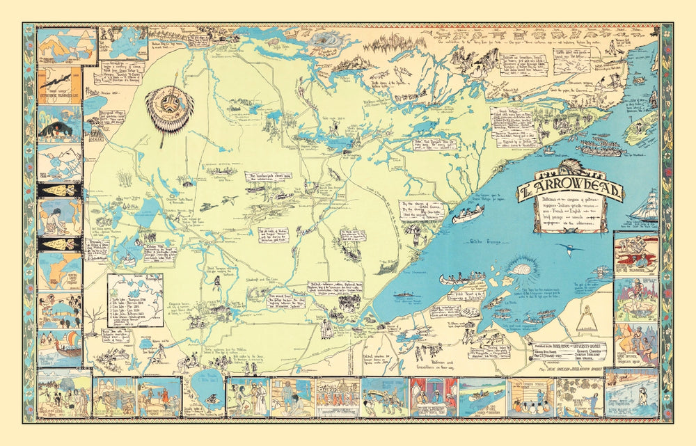 Vintage Pictorial Map of Arrowhead Region, MN 1929 print style example