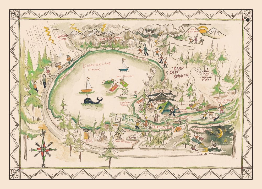 Vintage Tenaya Lake Map 1950 print style example