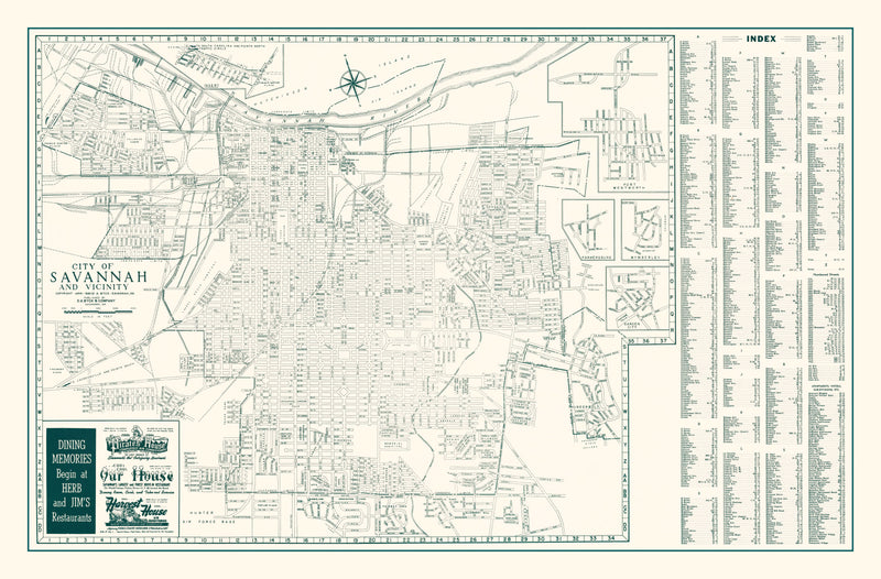 Size comparison using Vintage Map of Savannah, Georgia 1956