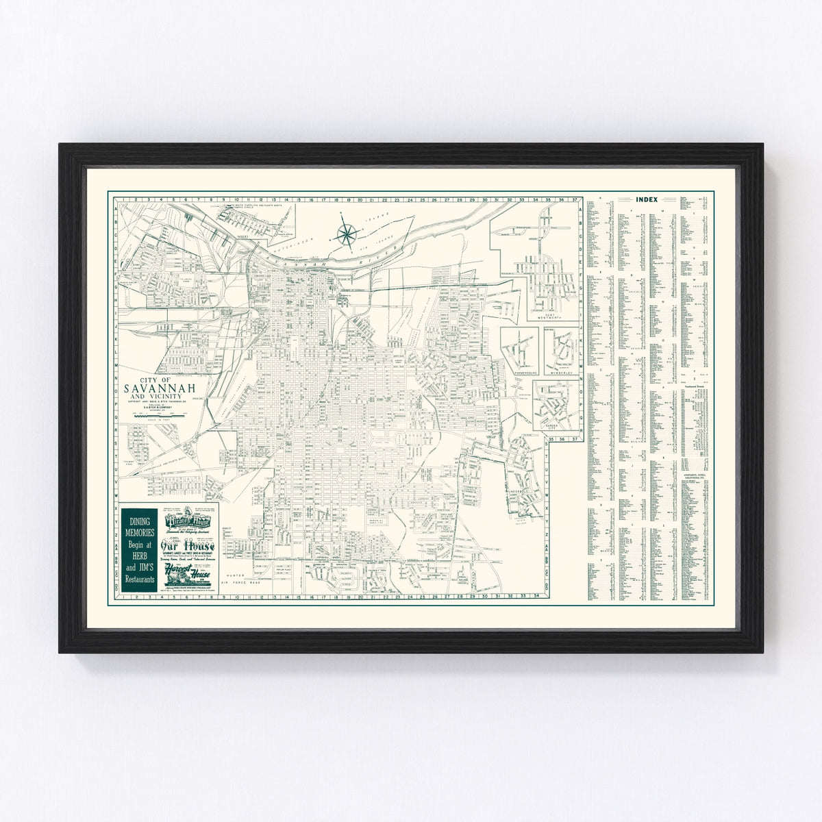 Savannah Vintage Map 1956