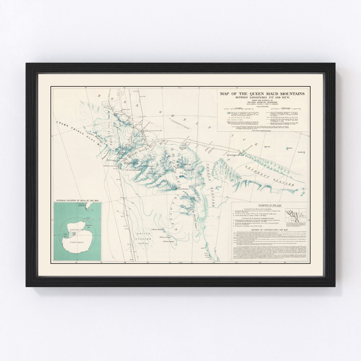 Queen Maud Mountains Vintage Map 1931