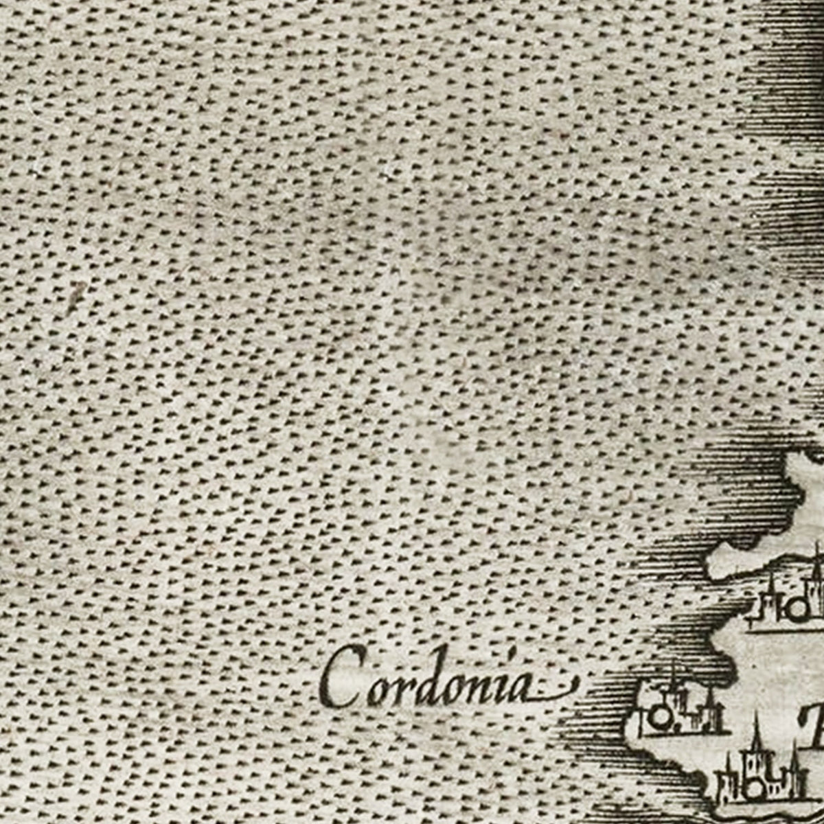 Restored historic details from the 1597 country map of County