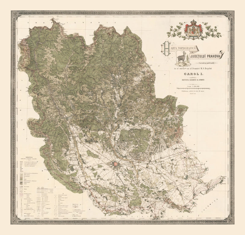 Size comparison using Vintage Prahova, Romania Map 1904