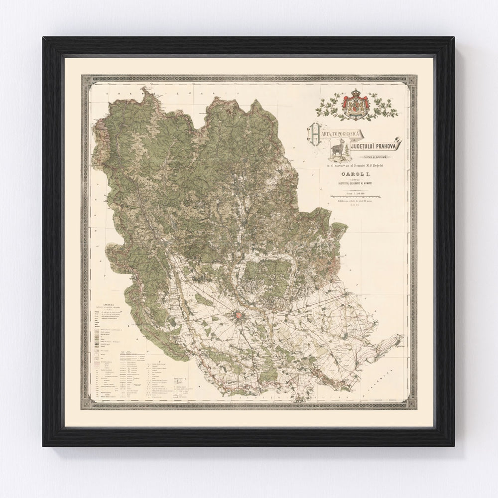 Prahova, Romania Vintage Map 1904