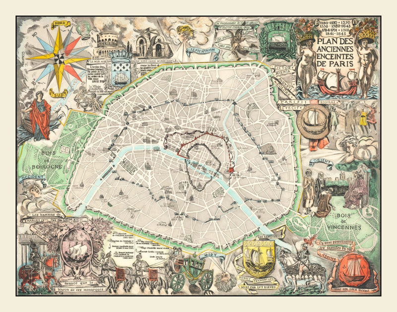 Size comparison using Vintage Map of Paris, France 1937