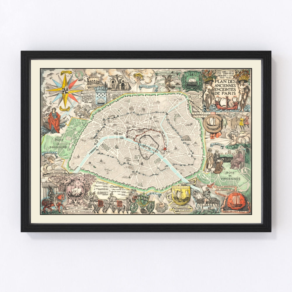 Paris Vintage Map 1937