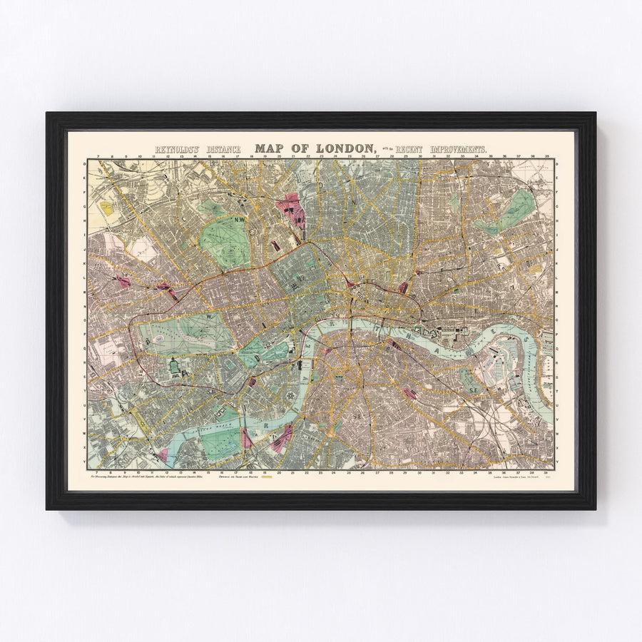 Vintage Map of London, England 1887
