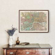 Vintage Map of London, England 1887