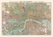 Vintage Map of London, England 1887