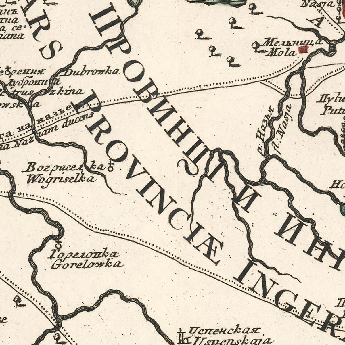 Restored historic details from the 1760 body of water map of County