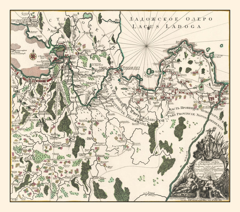 Size comparison using Vintage Lake Ladoga Map 1760